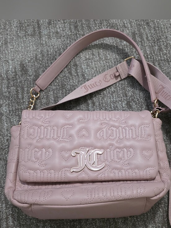 Juicy Couture Handbags - Pink Juicy Couture League Crossbody Bag Embossed Hearts Coquette Y2K Soft Girl